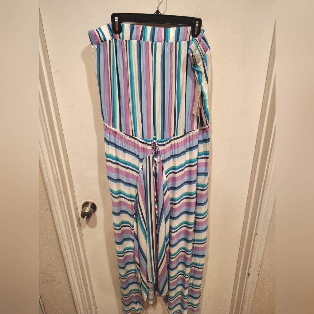 Swimsuits For All NWT Riley Multicolor Stripe Swim Cover Beach Dress 22/24 Vacay